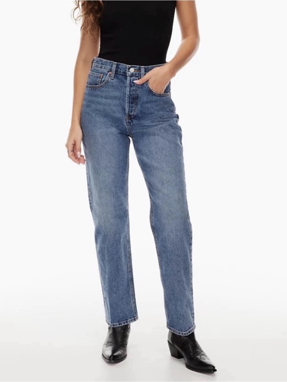 NWOT Denim Forum The Joni High Rise Loose Jeans 29L Size 26 100% Organic Cotton